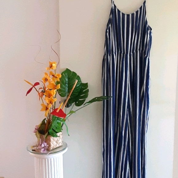 KORI America Large Blue Stripes Jumpsuit - Picture 2 of 12